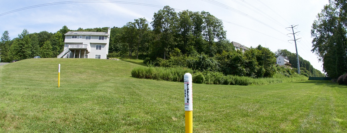 Pipeline right of way in an urban neighborhood